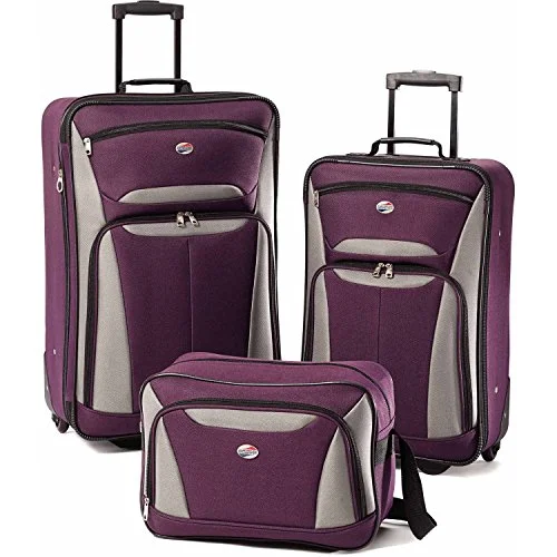 suitcase for ski trips-suitcase for tough conditions-American Tourister Luggage Fieldbrook Ii 3 Piece Set, Purple