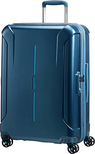 suitcase with laptop sleeve-suitcase for green travel-American Tourister Technum Spinner Hardside 24, Metallic Blue