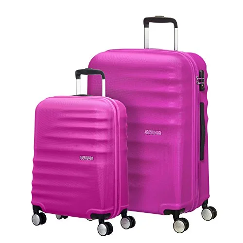 suitcase with best organization-suitcase for long road trip-American Tourister Wavebreaker 2 Pc Set Hot Lips Pink