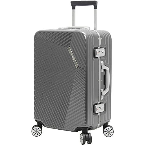 suitcase for frequent train commuters-suitcase for big travel-Andiamo Elegante Aluminum Frame 20" Carry On Zipperless Luggage With Spinner Wheels (20In, Black