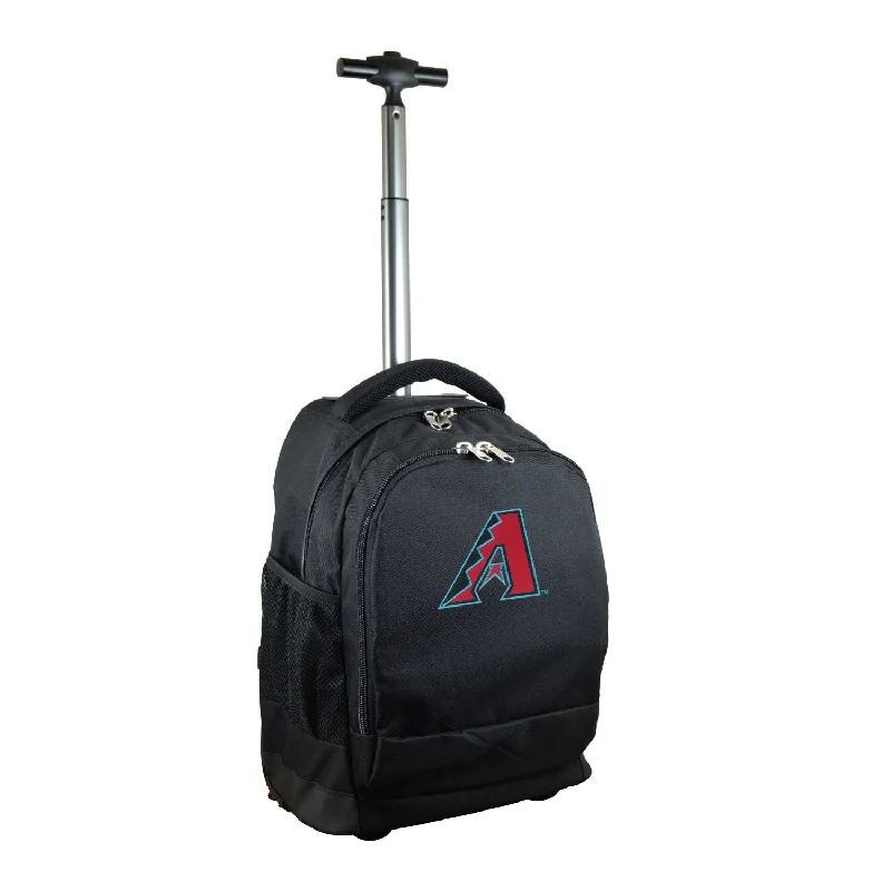 backpacks for international travelers with secure compartments-Backpacks with resistant fabrics-Arizona Diamondbacks Premium Wheeled Backpack in Black