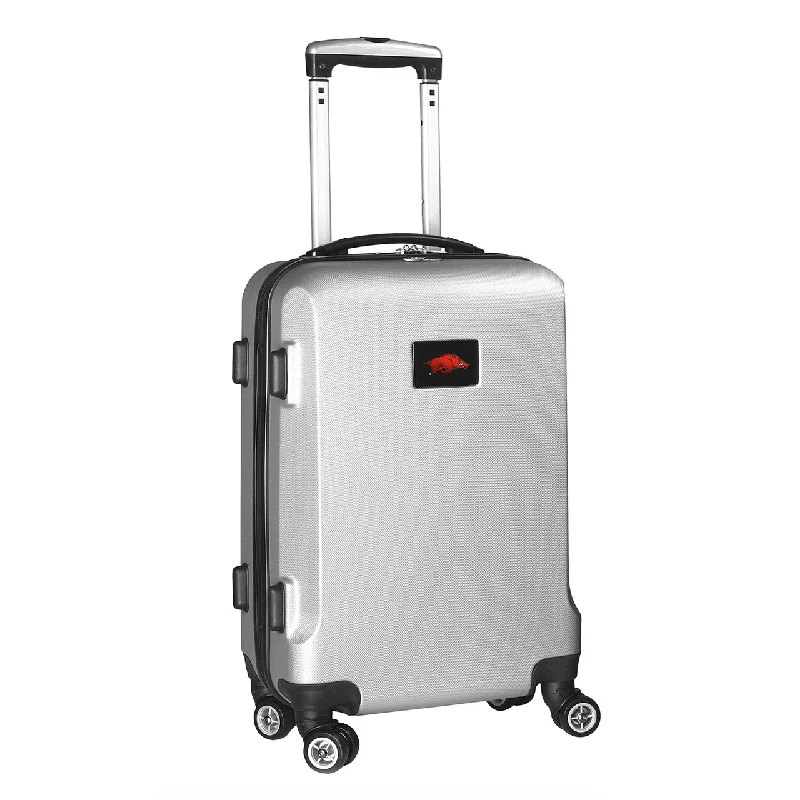 suitcase for short-haul flights-suitcase for oversized items-Arkansas Razorbacks 20" Silver Domestic Carry-on Spinner