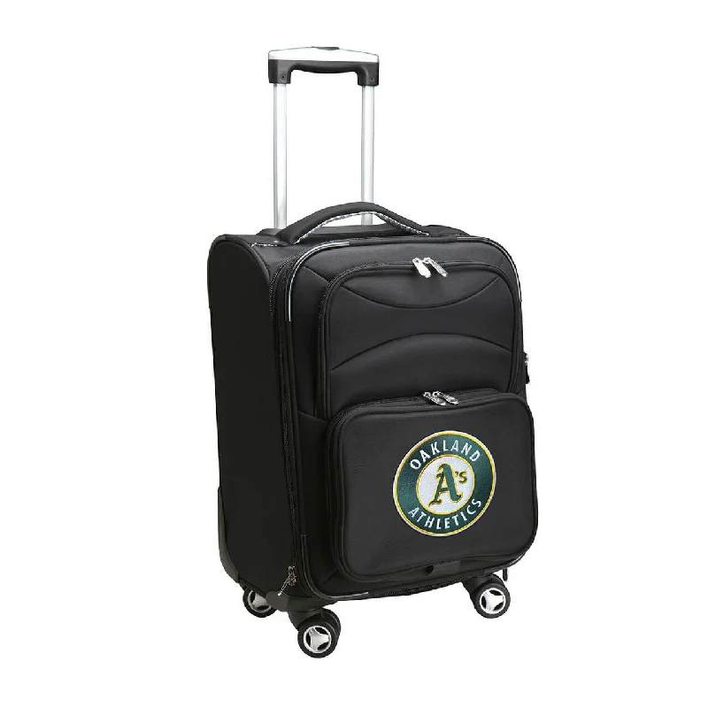 suitcase with removable mesh dividers-suitcase with heavy stitching-A's Luggage | Oakland A's 21" Carry-on Spinner Luggage