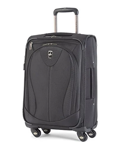 suitcase that stays balanced on rough terrain-suitcase for cool travelers-Atlantic Luggage Ultra Lite 3 21 Inch Expandable Spinner, Black, One Size