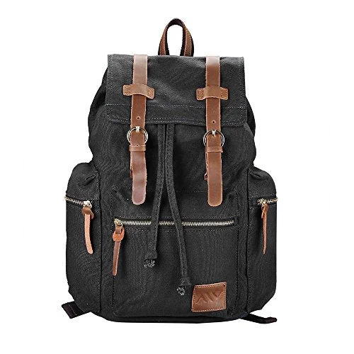 convertible laptop backpack for business -Compact backpack for photography-Aw 17X14X5" Vintage Canvas Backpack Rucksack Casual Schoolbag Travel Hiking Shoulder Bag Sport