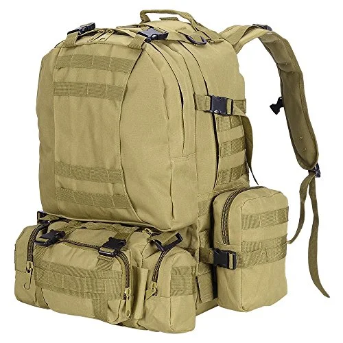 compact overnight backpack -Affordable backpack for photography-Aw Mud Color Waterproof Camping Bag 23X19X5.5" Oxford Nylon Backpack Travel Military Tactical