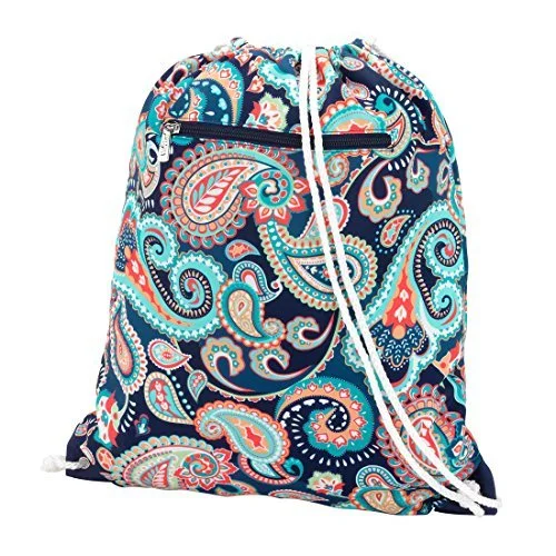 sports backpack with ball holder -Stylish backpack for biking-Backpack Style Drawstring School Gym Bag - Emerson Paisley