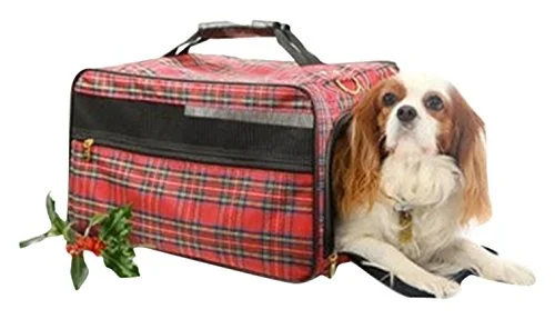 suitcase for remote working professionals-suitcase lock types-Bark-N-Bag 20" X 11" X 11" Tartan Collection Classic Pet Carrier, Large