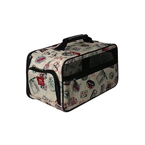 suitcase with hidden security pockets-suitcase for holiday travel-Bark-N-Bag Classic Postage Stamp Collection Pet Carrier, Small