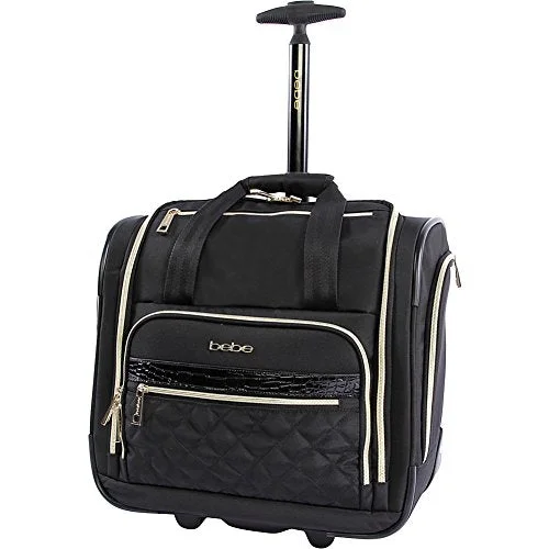 suitcase with best impact absorption-suitcase with tough seams-Bebe Women'S Leena-Wheeled Under The Seat Carry On Bag, Black