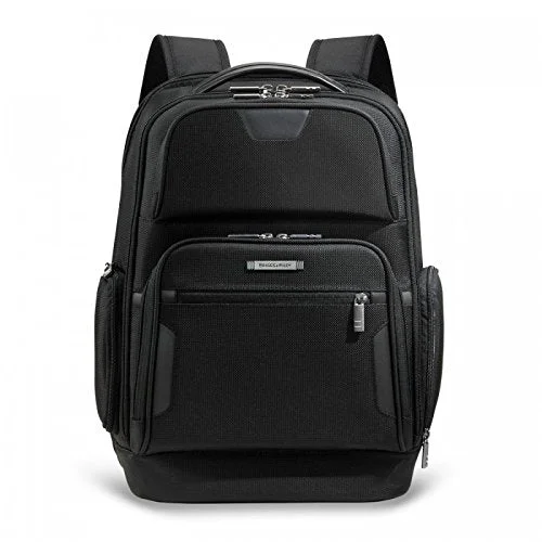 suitcase for professional travelers-suitcase with side pockets-Briggs & Riley @Work Luggage Backpack, Black, One Size