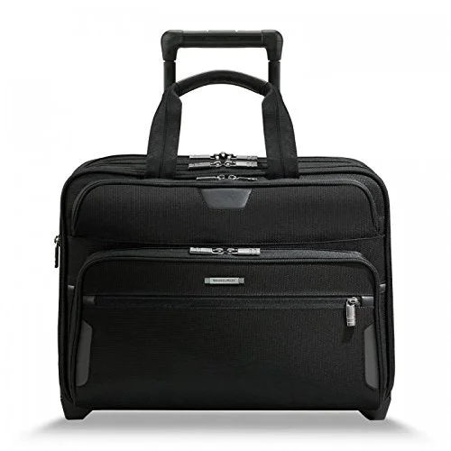 suitcase with quiet wheels-suitcase for hiking trip-Briggs & Riley @Work Luggage Expandable Rolling Brief, Black, One Size