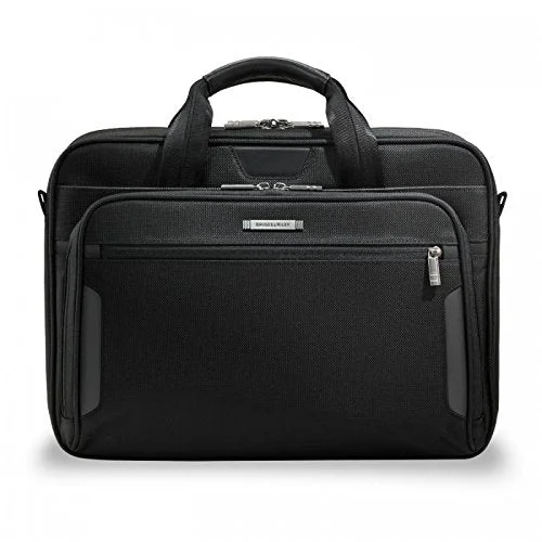 suitcase for bulky clothing-suitcase with hard shell-Briggs & Riley @Work Luggage Medium Brief, Black