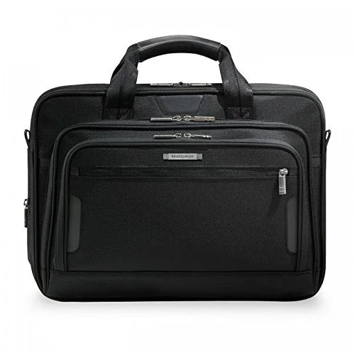 suitcase with best carry-on capacity-suitcase with expandable space-Briggs & Riley @Work Luggage Medium Expandable Brief, Black