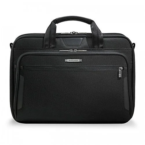 suitcase that can convert into a backpack-suitcase packing cubes-Briggs & Riley @Work Luggage Slim Brief, Black, One Size