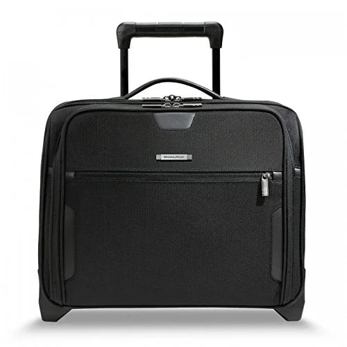 suitcase with separate laundry compartment-suitcase for winter clothes-Briggs & Riley @Work Luggage Slim Rolling Brief, Black, One Size