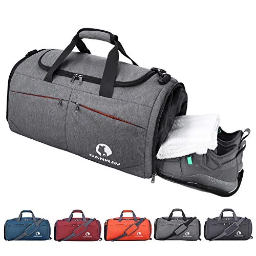 foldable gym bag for easy packing -Hiking sports bag-Canway Sports Gym Bag, Travel Duffel bag with Wet Pocket & Shoes Compartment for men women, 45L, Lightweight