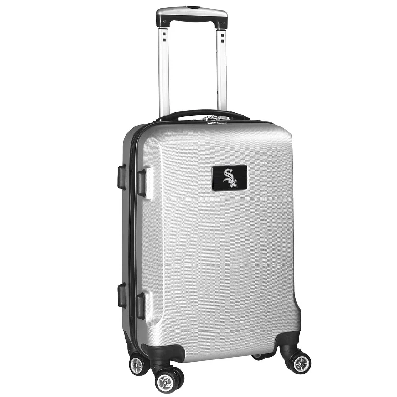 suitcase with weather-resistant material-suitcase with rugged edges-Chicago White Sox 20" Silver Domestic Carry-on Spinner