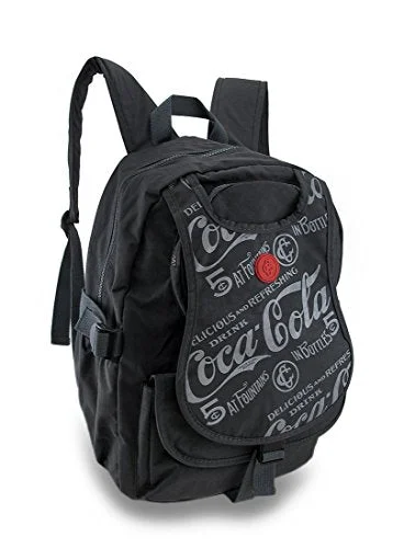 stylish designer backpack for travel -Anti-theft backpack-Coca-Cola Nylon Basic Multipurpose Backpacks Nylon Coca-Cola Backpack 12 X 15 X 5.25 Inches Gray