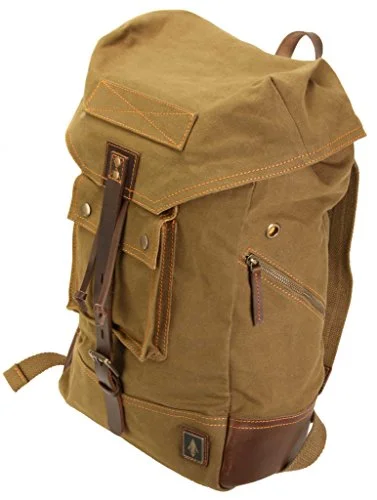 waterproof commuter backpack for daily use -Backpack for outdoor adventures-Damndog Canvas & Leather Rucksack Backpack - Swamp Green