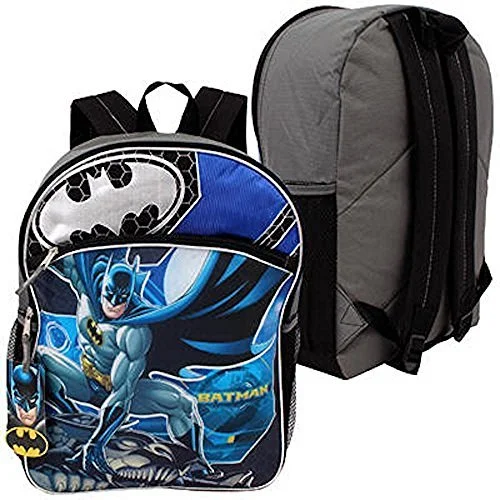 laptop backpack with shock-absorbing padding -Heavy duty backpack-Dc Comics Wb Shield Batman Boys School Backpack 16'' Blue/Black …