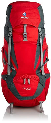 camera backpack with customizable compartments -Waterproof backpack for urban-Deuter Act Lite 40 + 10 Ultralight Trekking Backpack, Fire / Granite