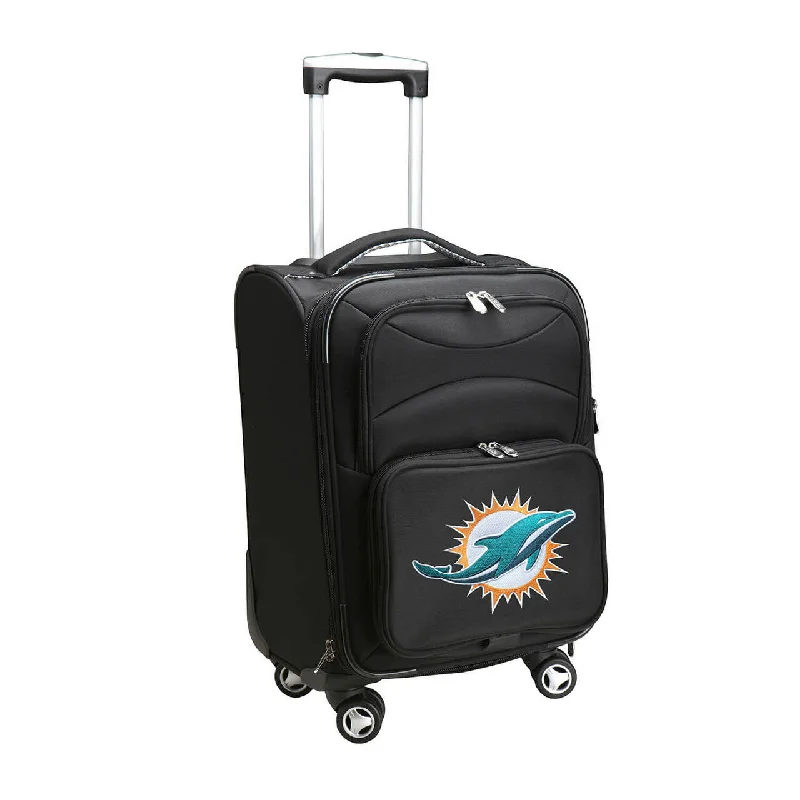 suitcase that helps reduce travel stress-suitcase with artistic designs-Dolphins Luggage | Miami Dolphins 21" Carry-on Spinner Luggage