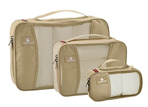 suitcase that reduces travel fatigue-suitcase for sunny weather-Eagle Creek Pack-It Original Cube 3Pc Set, Tan