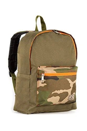 insulated backpack for picnics -Backpack for loose trails-Everest Basic Color Block Backpack, Olive/Camo, One Size