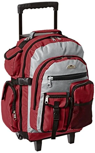 high-capacity business backpack -Backpack with side buckles-Everest Deluxe Wheeled Backpack, Burgundy, One Size