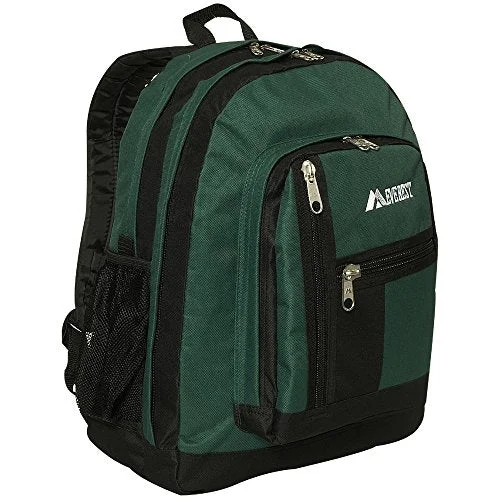 outdoor survival backpack with built-in tools -Backpack for light trails-Everest Double Main Compartment Backpack, Dark Green, One Size