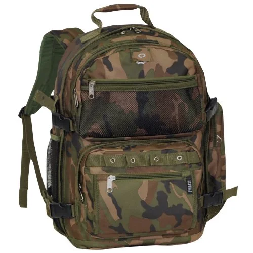 waterproof sports backpack with large capacity -Waterproof backpack for mountaineering-Everest Oversize Woodland Camo Backpack, Camouflage, One Size