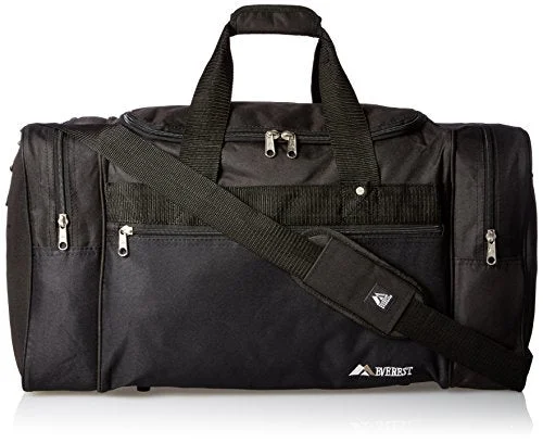 multi-pocket sports bag for better organization -Sports bag for stretching-Everest Sports Duffel - Large, Black, One Size