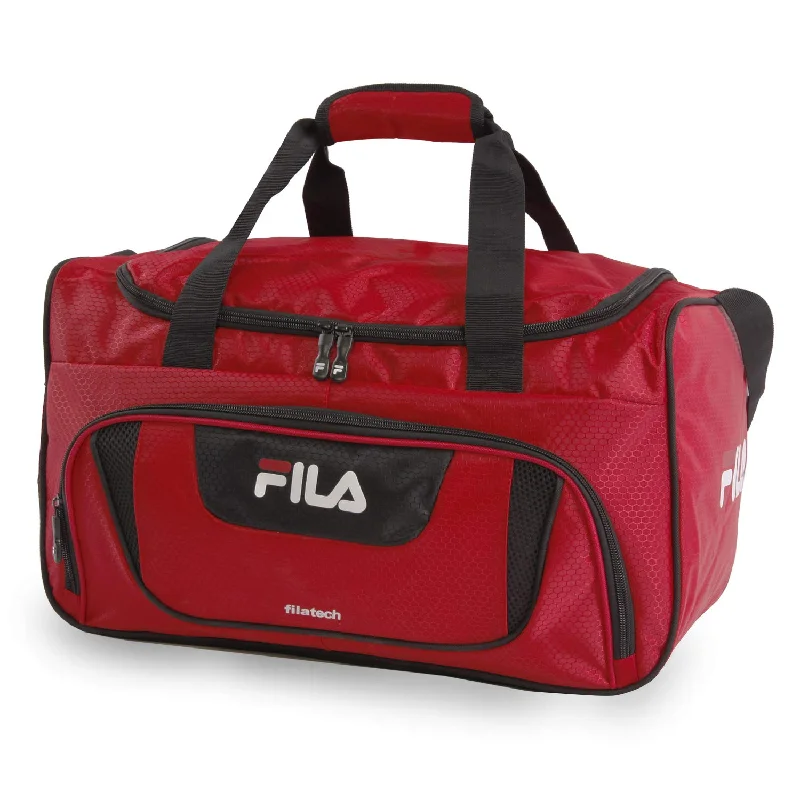 sports bag with shoulder and hand straps -Sports bag for post-workout-Fila Ace 2 Small Duffel Gym Sports Bag, Red, One Size