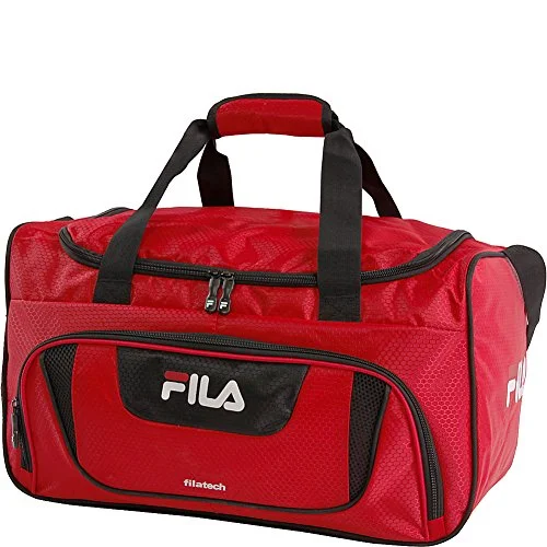 sports bag with sturdy bottom for heavy loads -Sports bag for vegan diet-Fila Ace 2 Small Duffel Sports Gym Bag, Red, One Size