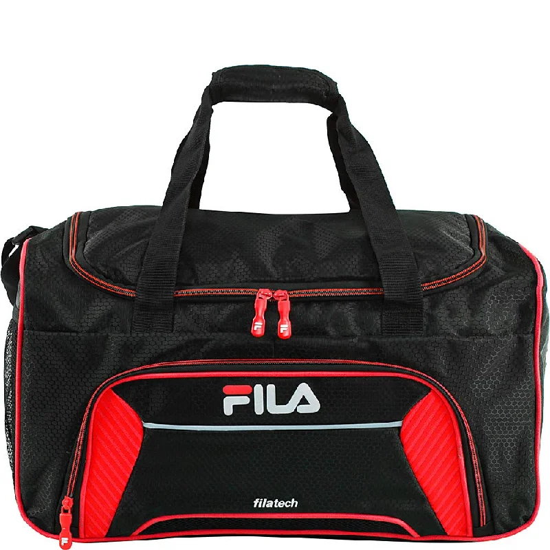 rugged sports bag for tough workouts -Sports bag for pre-workout-Fila Orson Small Sports Duffel Bag, Black/Red, One Size