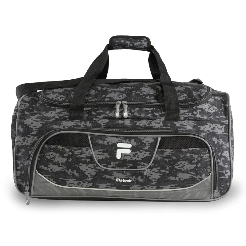 gym bag with multiple external pockets -Sports bag for protein-Fila Speedlight Medium Duffel Gym Sports Bag, Grey Digi Camo, One Size