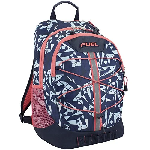 best high-performance waterproof backpack -Backpack for festivals-Fuel Terra Sport Spacious School Backpack With Front Bungee, Blue/Coral