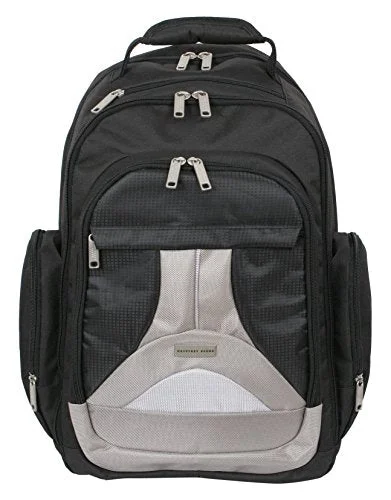 vintage-style hiking backpack -Backpack for relaxed trips-Geoffrey Beene Tech Backpack, Black/Gray Trim