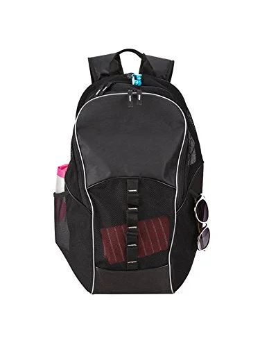 backpack with extra security features -Backpack with extra loops-Goodhope Bags Mesh Tablet/Computer Sports Backpack With Ear Phone Outlet, Black