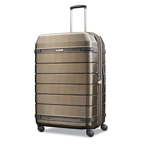 suitcase that opens flat-suitcase for ski trip-Hartmann Extended Journey Expandable Spinner, Bronze Monogram/Espresso