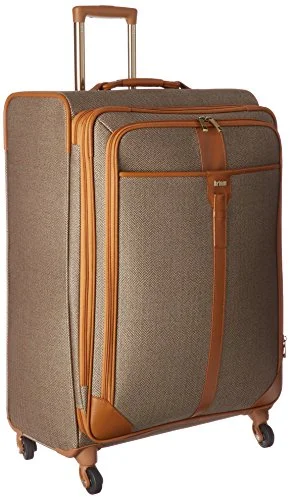 suitcase for people who pack light-suitcase with chic style-Hartmann Herringbone Luxe Softside Long Journey Expandable Spinner, Terracotta Herringbone, One