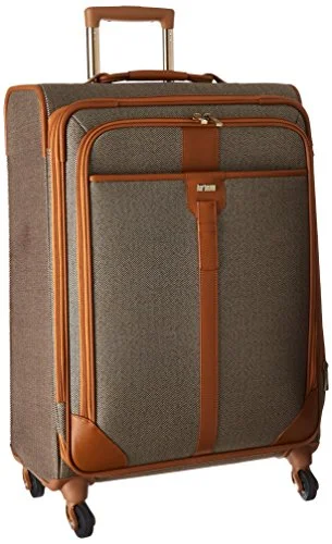 suitcase for people who overpack-suitcase for small travelers-Hartmann Herringbone Luxe Softside Medium Journey Expandable Spinner, Terracotta Herringbone, One