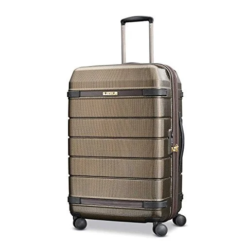 suitcase with best resistance to cracking-suitcase for tropical trip-Hartmann Medium Journey Expandable Spinner, Bronze Monogram/Espresso