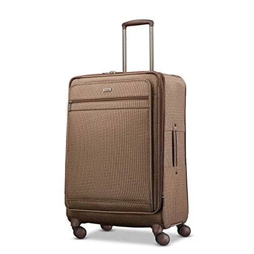 suitcase that resists wear and tear-suitcase for carry-on luggage-Hartmann Medium Journey Expandable Spinner Ss, Mocha Monogram