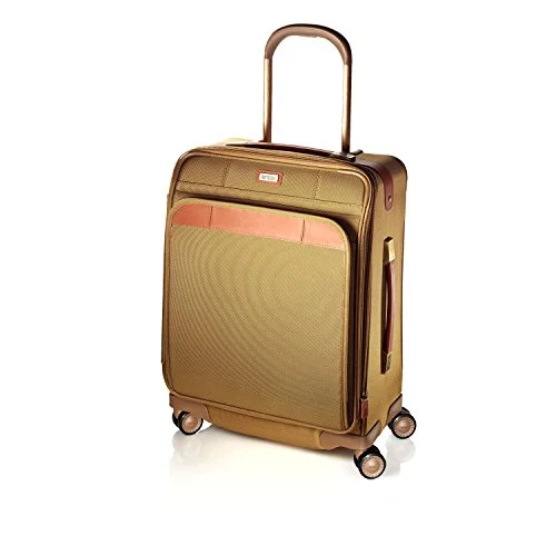 suitcase with hidden security pockets-suitcase with bright colors-Hartmann Ratio Classic Deluxe Domestic Carry On Glider, Nylon Spinner Luggage In Safari