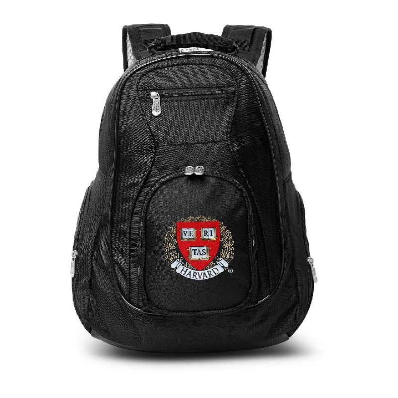 backpacks for commuters with padded back panel-Backpacks with extra straps-Harvard Crimson Laptop Backpack Black