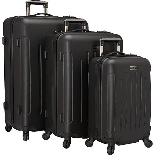 suitcase with color-coordinated interiors-suitcase for solo trip-Heritage Lincoln Park 3 Piece Luggage Set, Black