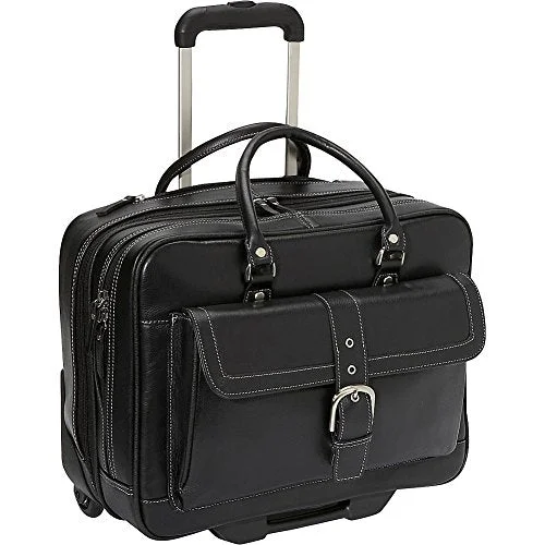 suitcase that makes long trips more comfortable-suitcase for fun travel-Heritage Soho Leather Mobile Office (Black)