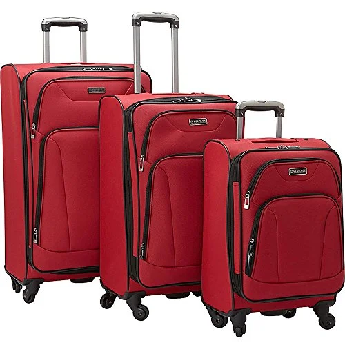 suitcase that protects fragile luggage contents-suitcase for stormy weather-Heritage Wicker Park 3-Piece Luggage Set, Red